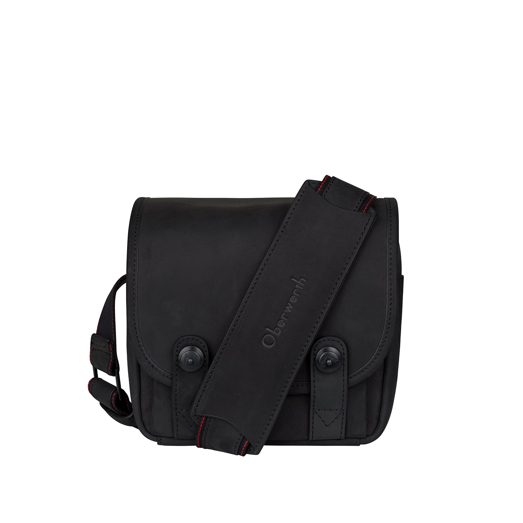 Oberwerth The Q Leather Photo Bag - Black with Red Lining