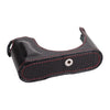 Arte di Mano Leica Q3 Half Case (Type 2-TR, Snap Secured, Tripod Mount) - Rally Black with Red Stitching