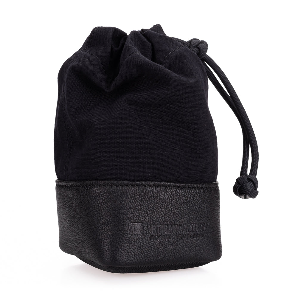 Artisan & Artist* ACAMLP 140 Fabric and Leather Lens Pouch, Medium, Black