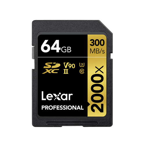 Lexar Professional 2000x 64GB SDXC UHS-II V90 U3 Card (R300/W260MBS)