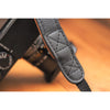 EDDYCAM Elk Leather Neck Strap, 35mm Wide, Black/Natural with Black Stitching