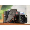 EDDYCAM Elk Leather Neck Strap, 35mm Wide, Black/Natural with Black Stitching