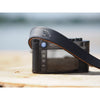 EDDYCAM Elk Leather Neck Strap, 35mm Wide, Black/Natural with Black Stitching