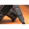 EDDYCAM Elk Leather Neck Strap, 35mm Wide, Black/Red with Black Stitching