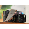 EDDYCAM Elk Leather Neck Strap, 35mm Wide, Anthracite/Natural with Natural Stitching