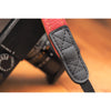 EDDYCAM Elk Leather Neck Strap, 35mm Wide, Red/Natural with Natural Stitching