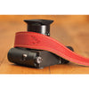 EDDYCAM Elk Leather Neck Strap, 35mm Wide, Red/Natural with Natural Stitching