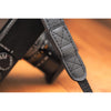 EDDYCAM Elk Leather Neck Strap, 35mm Wide, Black/Mongolian Yak with Black Stitching