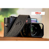 EDDYCAM 200cm Extra Long Elk Leather Neck Strap, 35mm Wide, Black/Black with Black Stitching