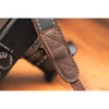 EDDYCAM Elk Leather Vintage Neck Strap, 35mm Wide, Black/Natural with Natural Stitching
