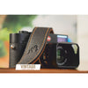 EDDYCAM Elk Leather Vintage Neck Strap, 35mm Wide, Black/Natural with Natural Stitching