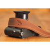 EDDYCAM Elk Leather Vintage Neck Strap, 35mm Wide, Cognac/Natural with Natural Stitching