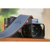 EDDYCAM Elk Leather Vintage Neck Strap, 35mm Wide, Sky/Natural with Natural Stitching