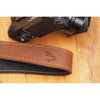 EDDYCAM Elk Leather Vintage Neck Strap, 35mm Wide, Cognac/Mongolian Yak with Natural Stitching