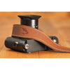 EDDYCAM Elk Leather Vintage Neck Strap, 35mm Wide, Cognac/Mongolian Yak with Natural Stitching