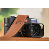 EDDYCAM Elk Leather Vintage Neck Strap, 35mm Wide, Cognac/Mongolian Yak with Natural Stitching