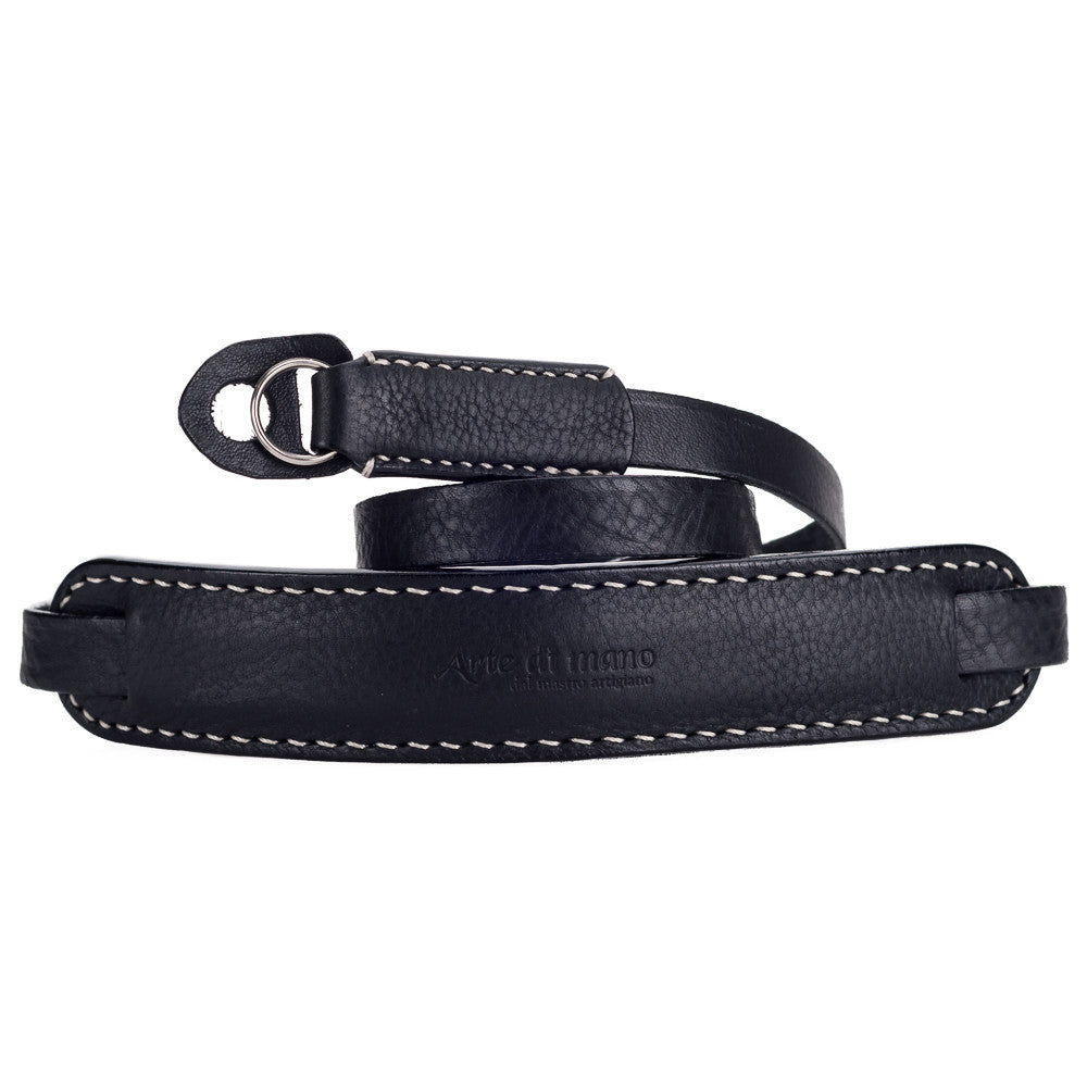 Arte di Mano Classic Neck Strap, 95cm - Minerva Black with White Stitching