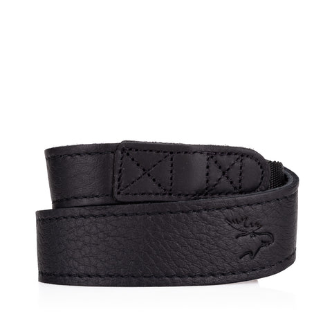 EDDYCAM Elk Leather Neck Strap, 35mm Wide, Black/Mongolian Yak with Black Stitching