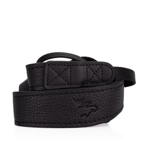 EDDYCAM 200cm Extra Long Elk Leather Neck Strap, 35mm Wide, Black/Black with Black Stitching