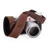 EDDYCAM Elk Leather Vintage Neck Strap, 35mm Wide, Cognac/Mongolian Yak with Natural Stitching