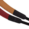 EDDYCAM Elk Leather Neck Strap, 35mm Wide, Red/Natural with Natural Stitching