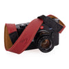 EDDYCAM Elk Leather Neck Strap, 35mm Wide, Red/Natural with Natural Stitching