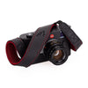EDDYCAM Elk Leather Neck Strap, 35mm Wide, Black/Red with Red Stitching