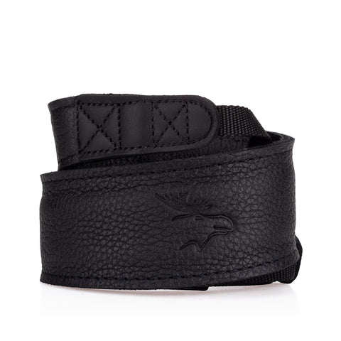 EDDYCAM Elk Leather Neck Strap, 50mm Wide, Black/Black with Black Stitching