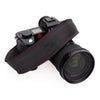 EDDYCAM Elk Leather Neck Strap, 50mm Wide, Black/Black with Red Stitching