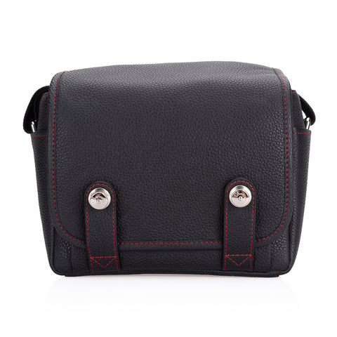 Oberwerth Louis M11 Visoflex Leather Camera Bag, Black with Red Stitching