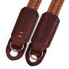 Arte di Mano Waxed Cotton Neck Strap, 100cm - Brown Cotton with Rally Volpe Leather Accents