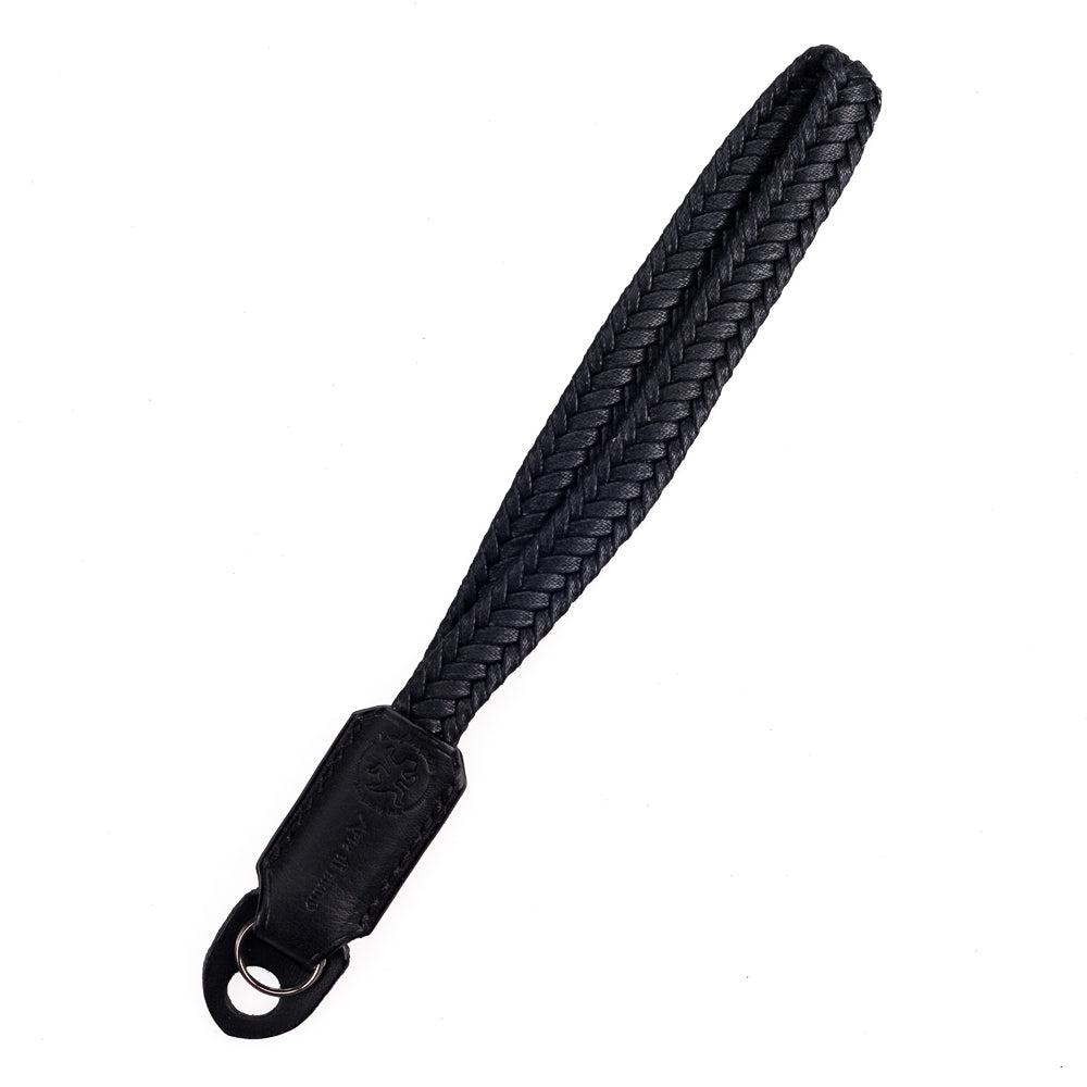Arte di Mano Waxed Cotton Hand Strap - Black Cotton with Minerva Black Leather Accents