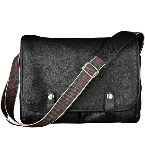 Oberwerth Richard 2, X-Large Leather Camera/Business Bag, Black with Red Lining