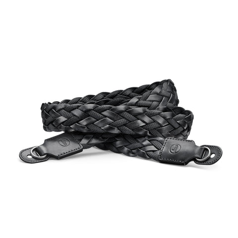 Leica Carrying Strap, Flat Braided Rayon & Leather Cord, Black