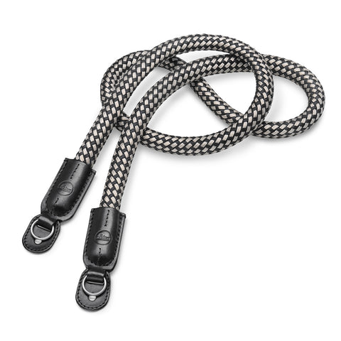 Leica Carrying Strap, Round Braided Rayon & Leather Cord, Black, White