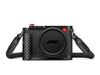 Leica Q3 43 Formula 1® Edition, front view with carrying strap and lens cap
