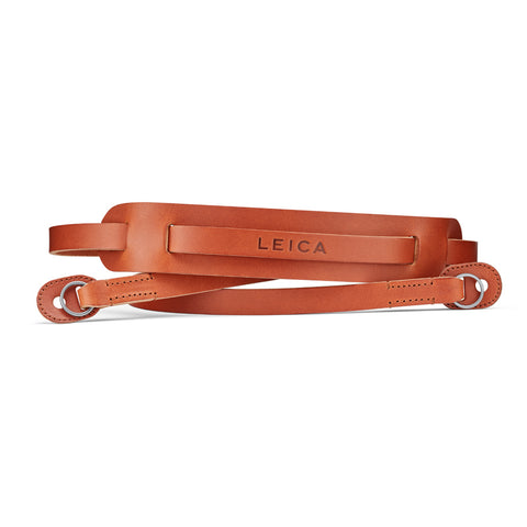 Leica Carrying Strap with Shoulder Pad, Leather, Cognac