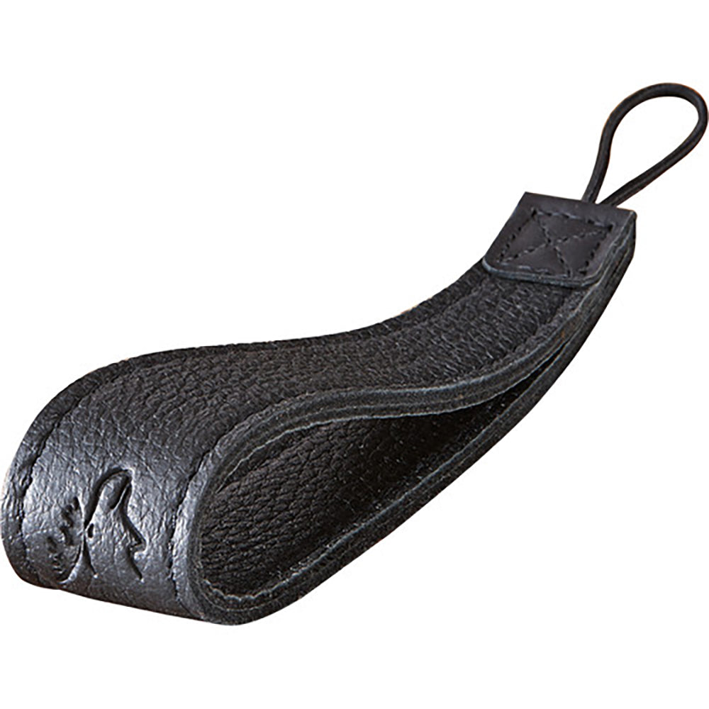 Correa de cuero para muñeca EDDYCAM Elk (Sling 1), negro/negro con costuras negras