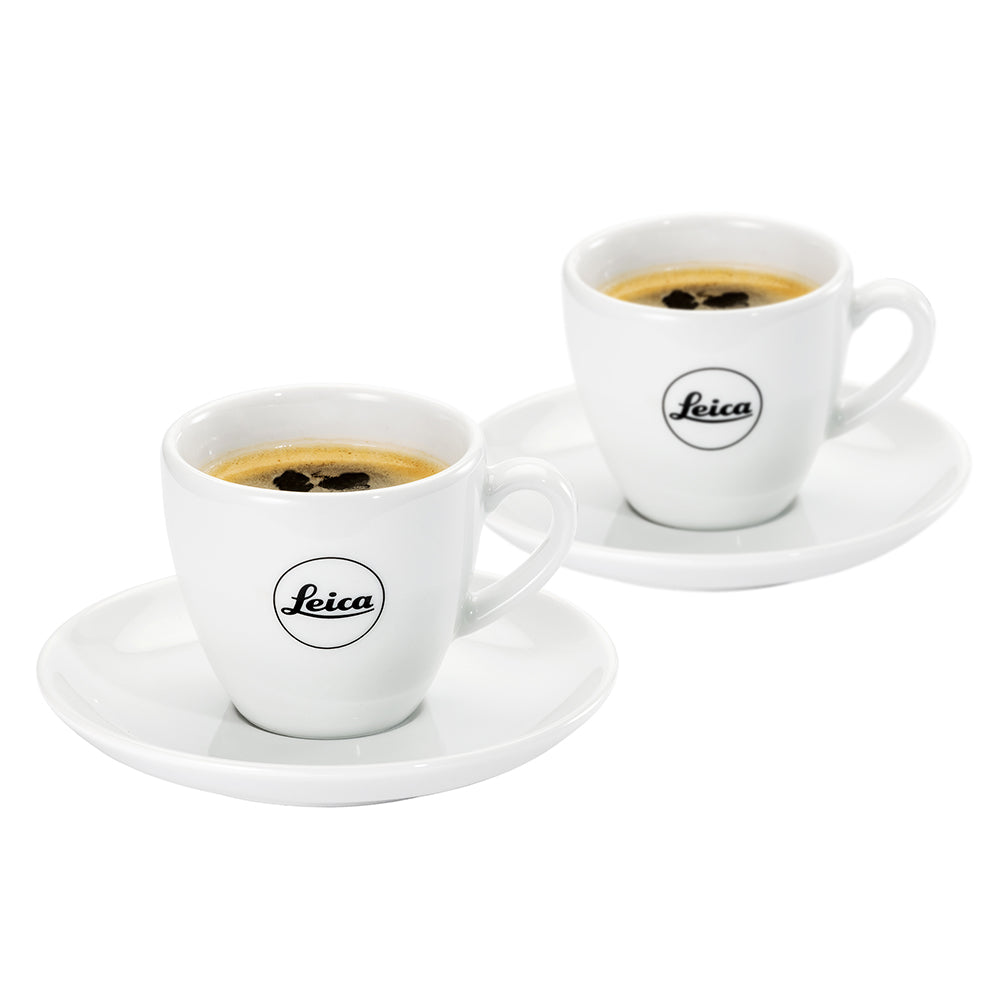 Juego de tazas de espresso Leica para 2, 4 piezas, porcelana, blanco