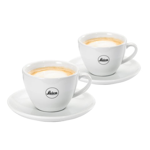 Leica Coffee Cup Set for 2, 4 Pieces, Porcelain, White