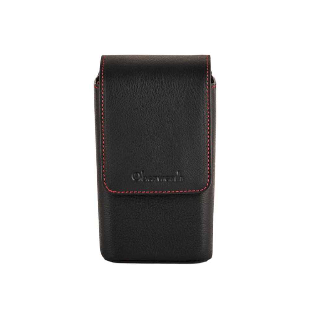 Bolso para cámara de cuero Oberwerth ‘Albert’ - Negro con costuras rojas