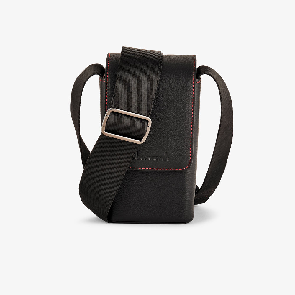 Bolso para cámara de cuero Oberwerth ‘Albert’ - Negro con costuras rojas