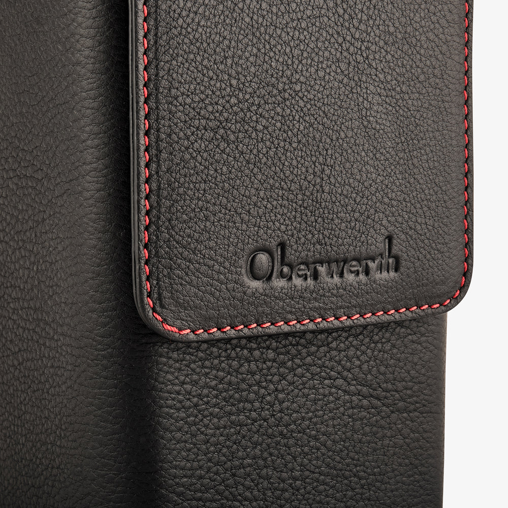 Bolso para cámara de cuero Oberwerth ‘Albert’ - Negro con costuras rojas