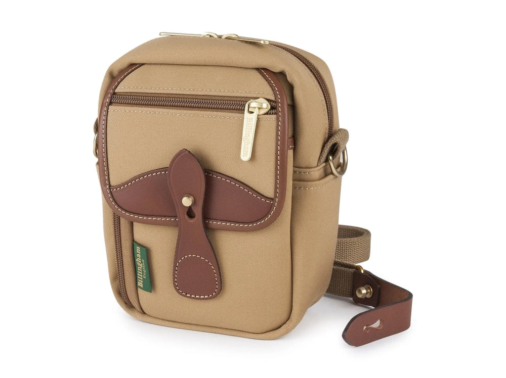 Billingham Compact Stowaway Camera/Binocular Bag - Khaki Canvas/Tan Leather Trim