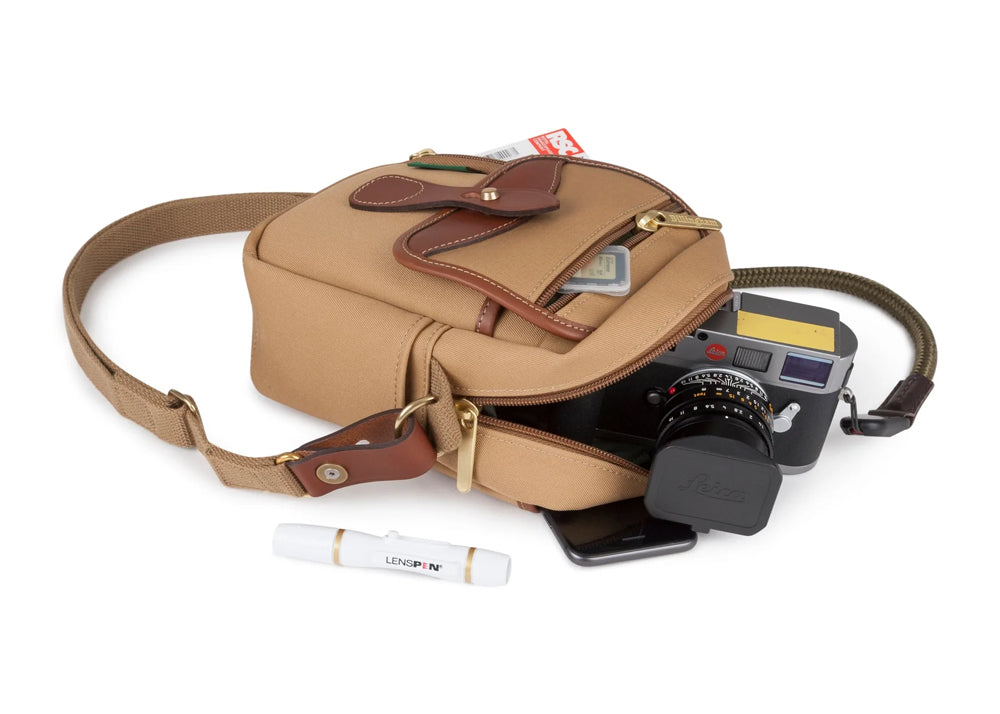 Billingham Compact Stowaway Camera/Binocular Bag - Khaki Canvas/Tan Leather Trim