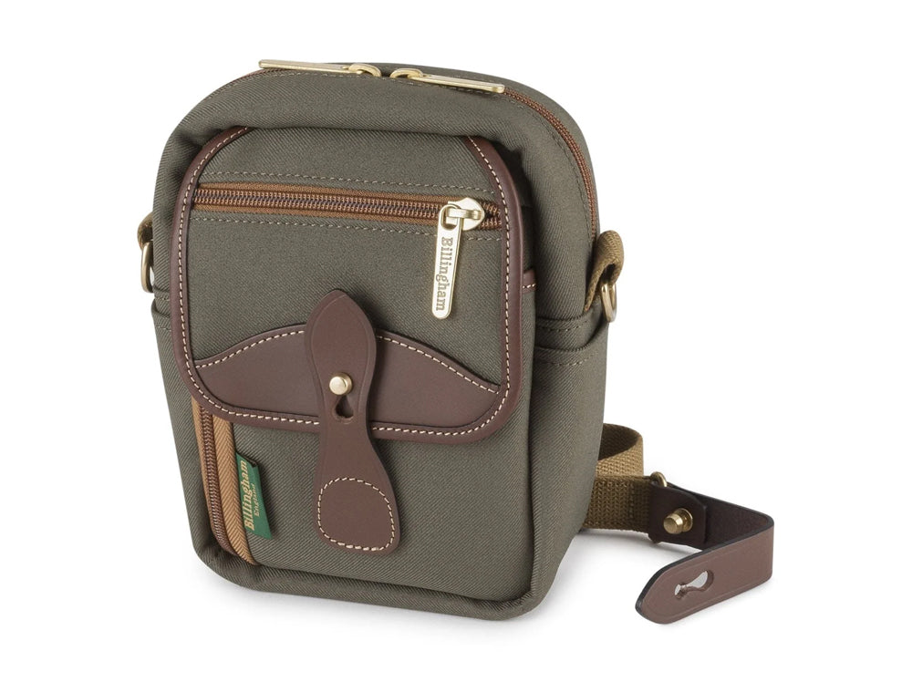 Billingham Compact Stowaway Camera/Binocular Bag - Sage FibreNyte/Chocolate Leather Trim