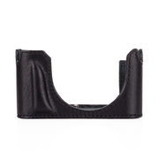 Funda de media pieza Arte di Mano para Leica D-Lux 8 con acceso a la batería - Negro Rally con costuras negras.