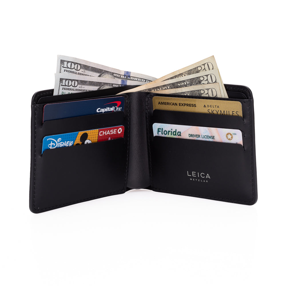 Cartera Leica, cuero, negro