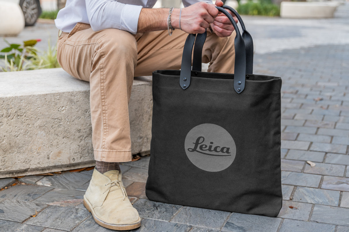 Bolsa de compra Leica, lona lavada, negra