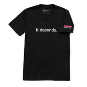 Camiseta de debate sobre cámaras del foro Red Dot «Depende»